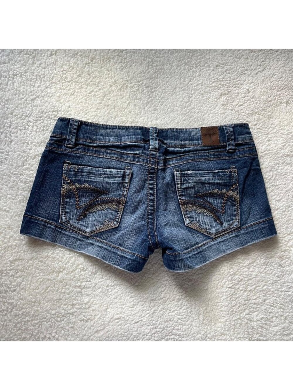 2000s Urban Heritage low rise mini shorts with embroidered detailing
